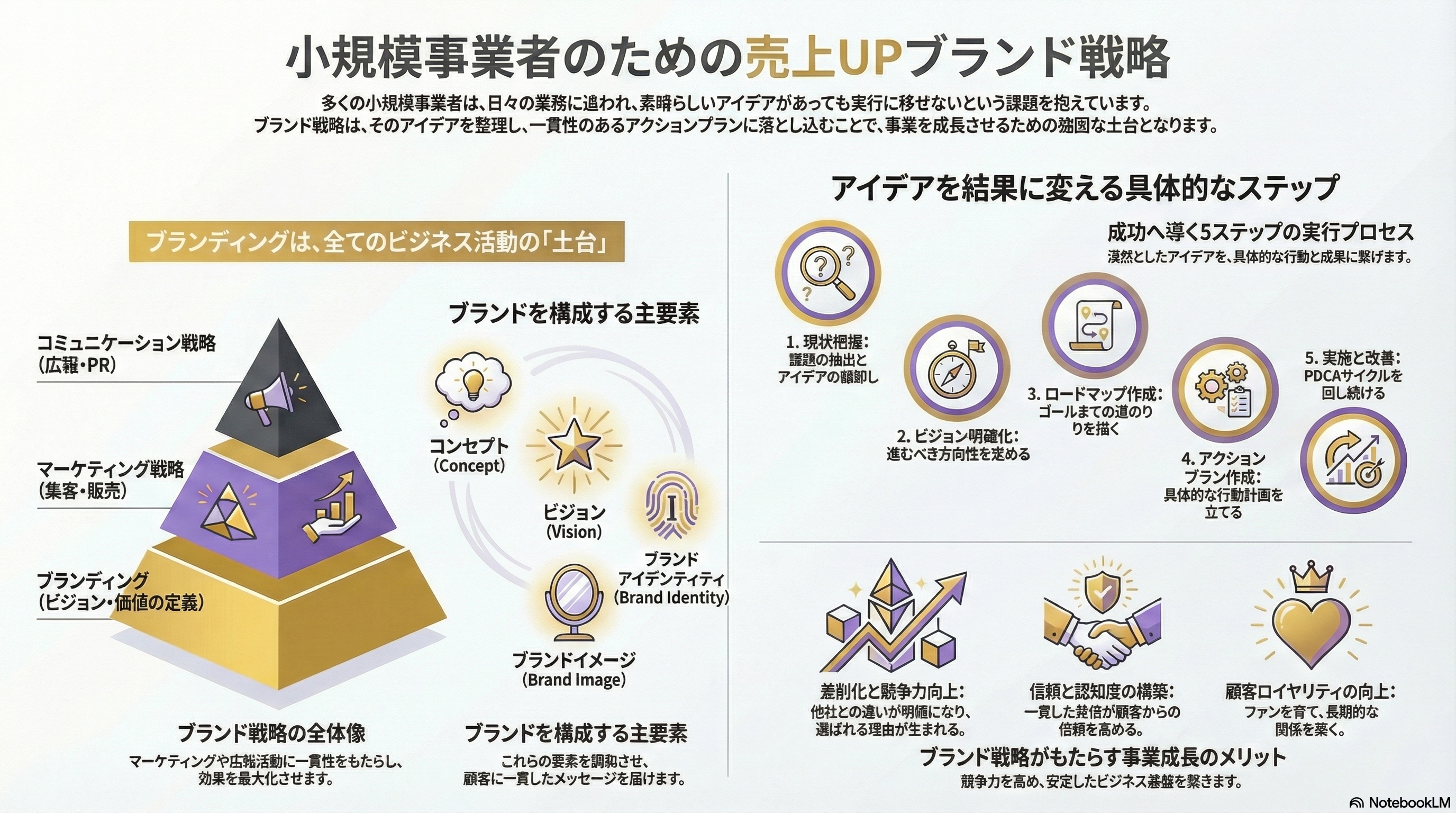 ブランド戦略の3つの要素と土台